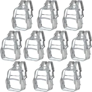 10packs Clear Bag Stadium Approved - Plastic Backpack Small See Through Transparent Perfect for Work, School, Travel grey