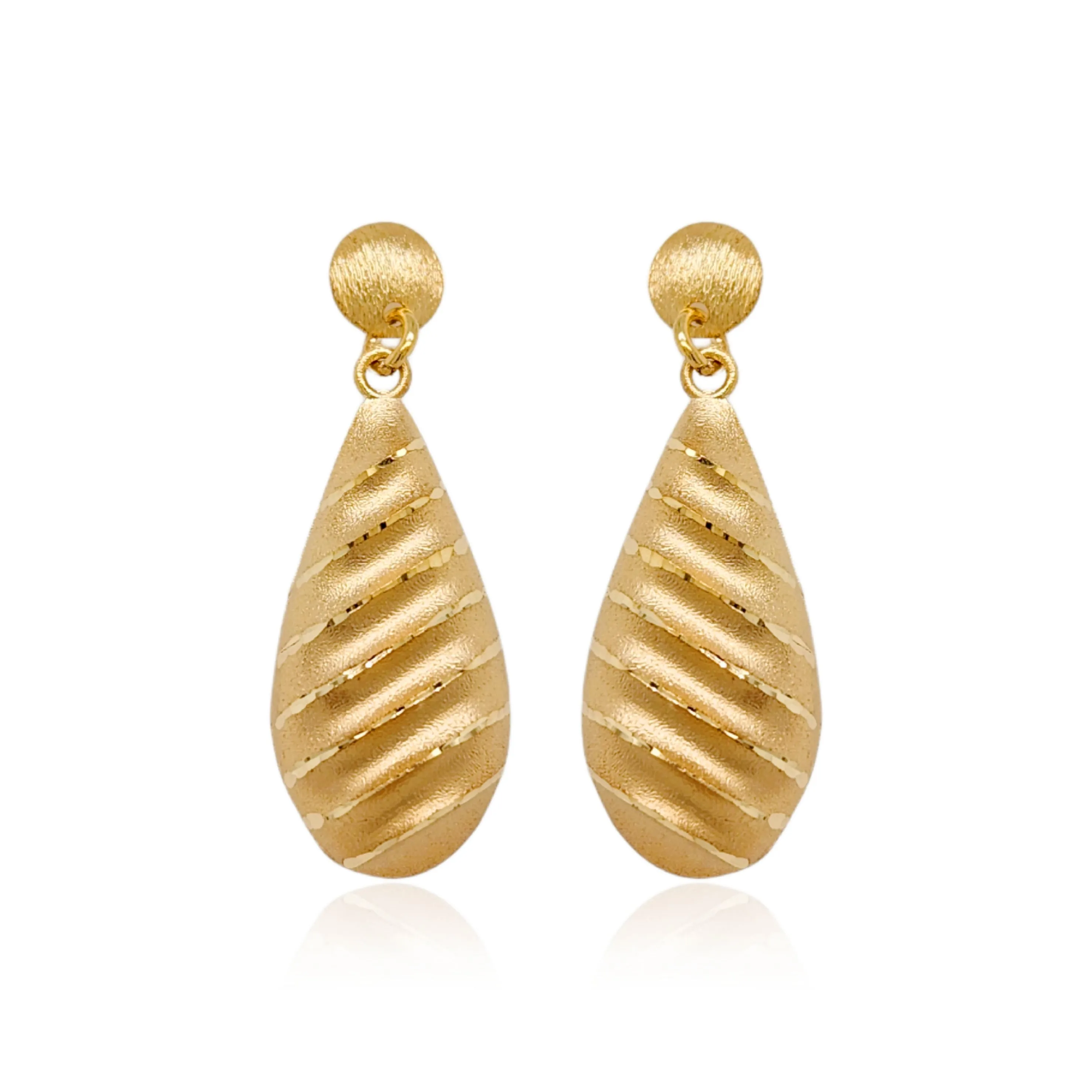 14K Brushed Gold Teardrop Earrings