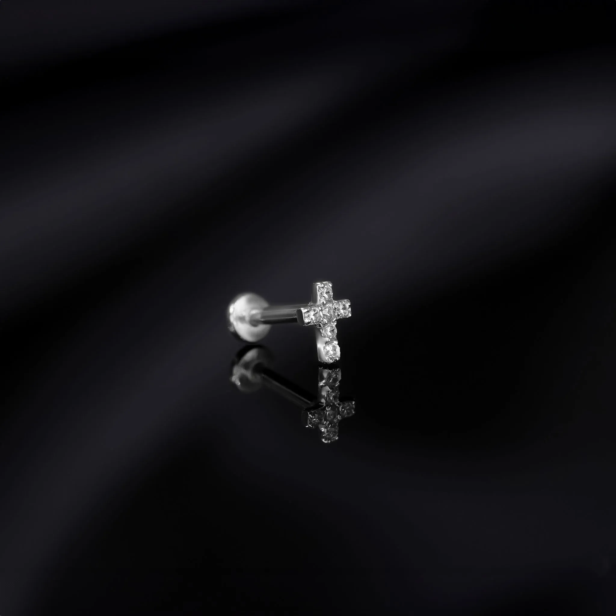 14K Gold Tiny Cross Internally Threaded