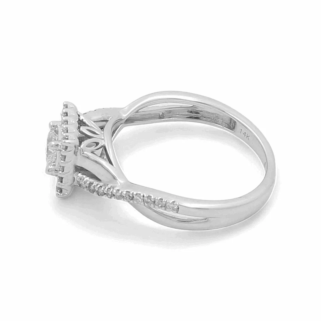 14K White Gold Bridal Woman Ring with Diamonds