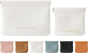 2 PCS Small Cosmetic Bag for Purse, Organosilicon Super Fiber Leather Mini Makeup Bag Coin Purse for Women, Snap Closure Travel Makeup Pouch for Lipstick Jewelry Key Change (Cream)
