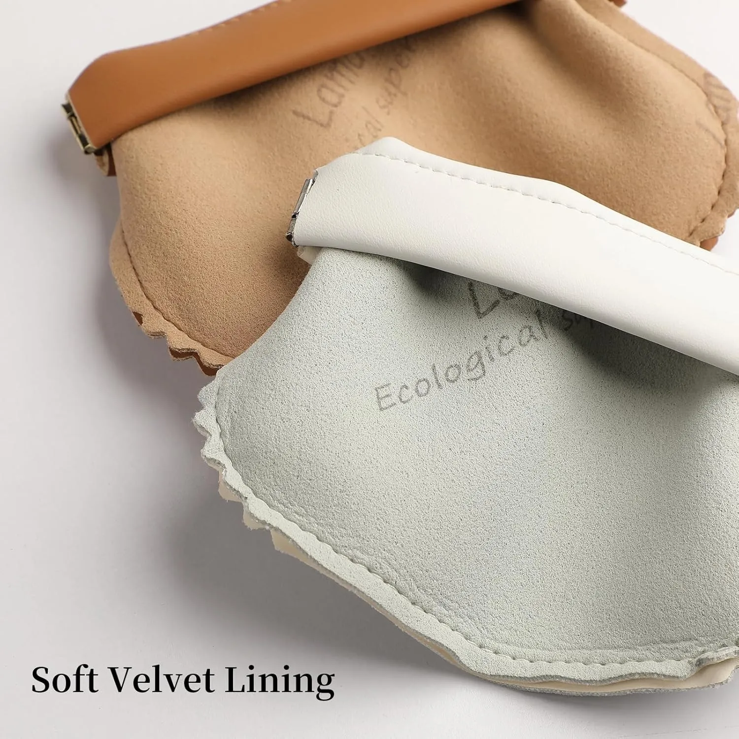 2 PCS Small Cosmetic Bag for Purse, Organosilicon Super Fiber Leather Mini Makeup Bag Coin Purse for Women, Snap Closure Travel Makeup Pouch for Lipstick Jewelry Key Change (Cream)