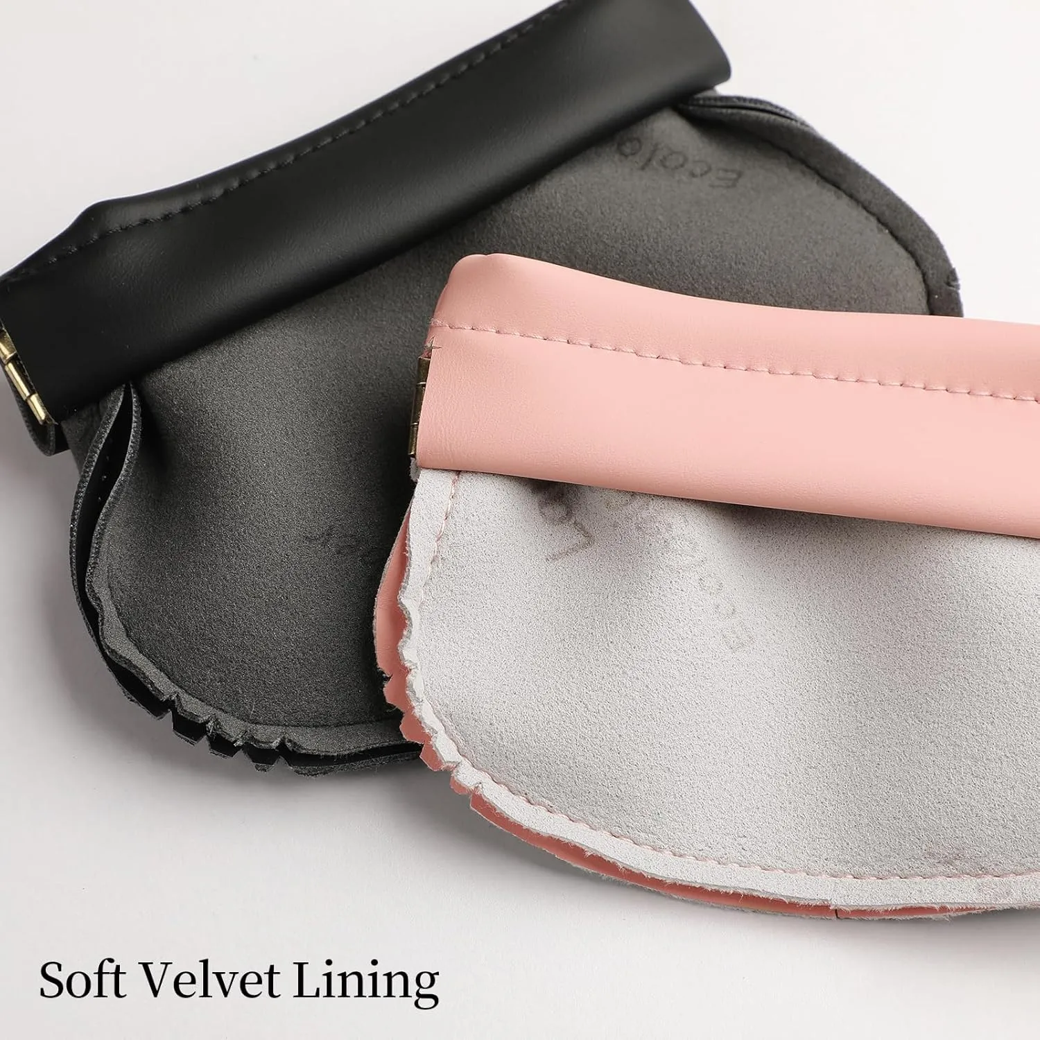 2 PCS Small Cosmetic Bag for Purse, Organosilicon Super Fiber Leather Mini Makeup Bag Coin Purse for Women, Snap Closure Travel Makeup Pouch for Lipstick Jewelry Key Change (Pink)