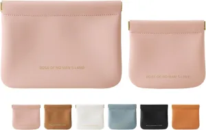 2 PCS Small Cosmetic Bag for Purse, Organosilicon Super Fiber Leather Mini Makeup Bag Coin Purse for Women, Snap Closure Travel Makeup Pouch for Lipstick Jewelry Key Change (Pink)