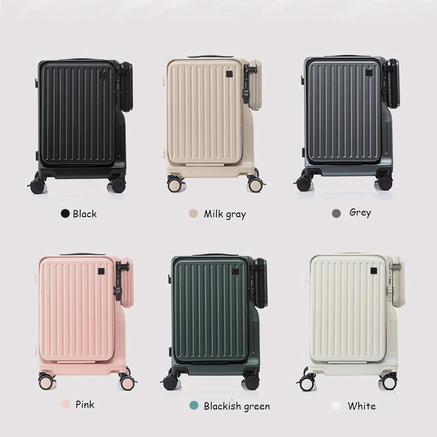 20-Inch Expandable Carry-On Luggage with USB Port - PC Hardside Travel Suitcase with Spinner Wheels - Milk Gray(Blackish green)
