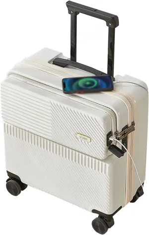 20 Inch Hard Shell Carry On Luggage with Spinner Wheels - Durable PC Suitcase for Travel, White(White,20in)