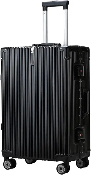 22in Aluminum Frame Carry-On Suitcase - Durable ABS PC with 4 Spinner Wheels, Blue Luggage for Travel(Black,22in)