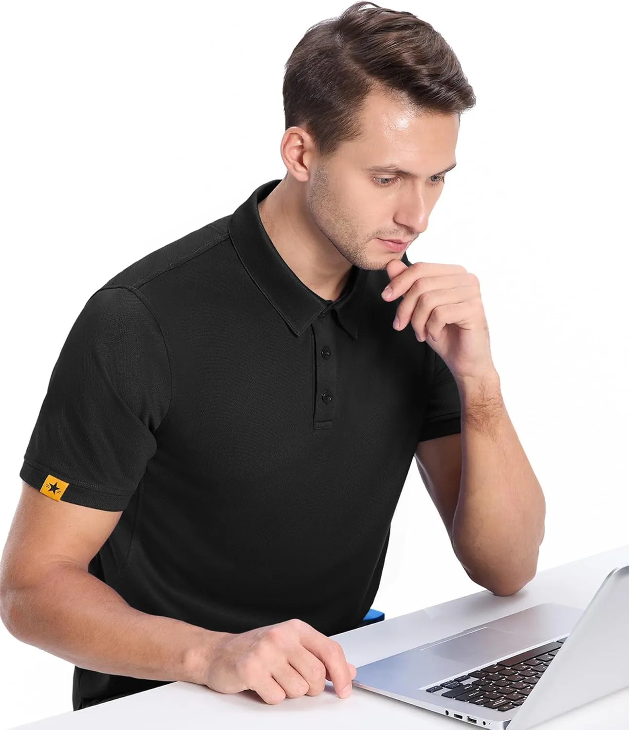 3 Pack Polo Shirts for Men Short Sleeve Moisture-Wicking Golf Shirts Athletic Casual Collared T-Shirt