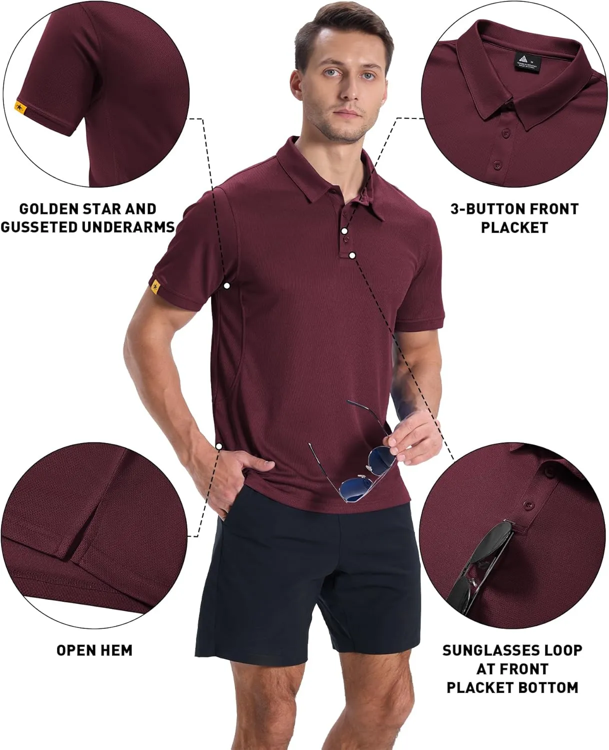 3 Pack Polo Shirts for Men Short Sleeve Moisture-Wicking Golf Shirts Athletic Casual Collared T-Shirt