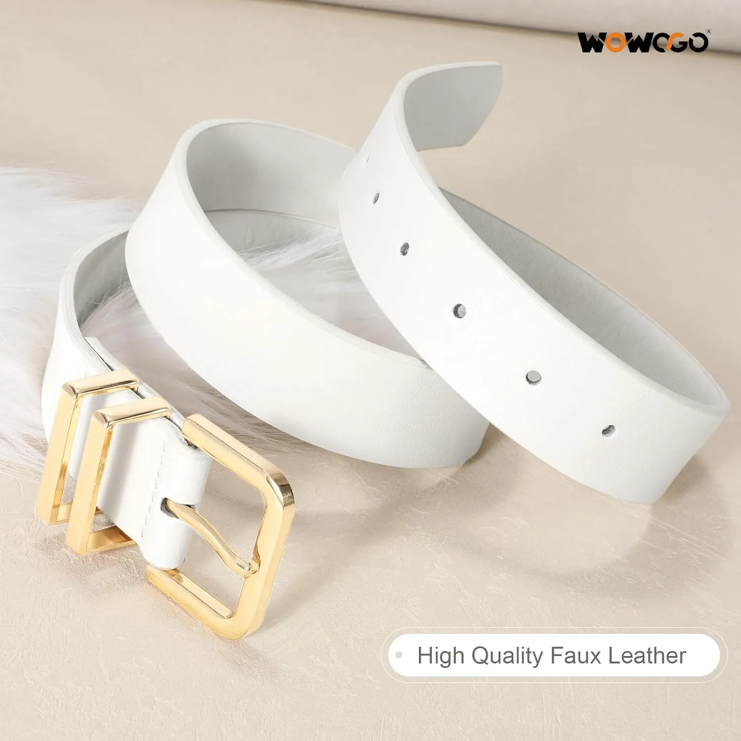 3 Pack Women Leather Belt for Jeans Dresses Pants Fashion Ladies Waist Belts with Gold Silver Buckle