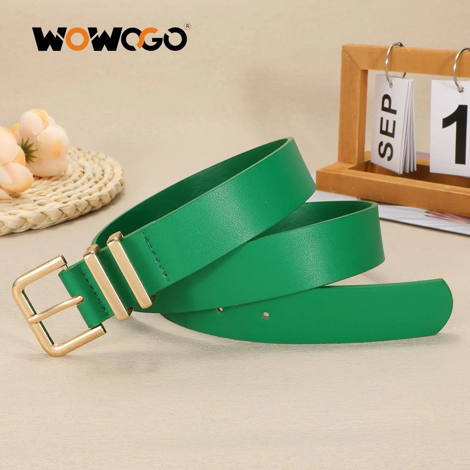 3 Pack Women Leather Belt for Jeans Dresses Pants Fashion Ladies Waist Belts with Gold Silver Buckle