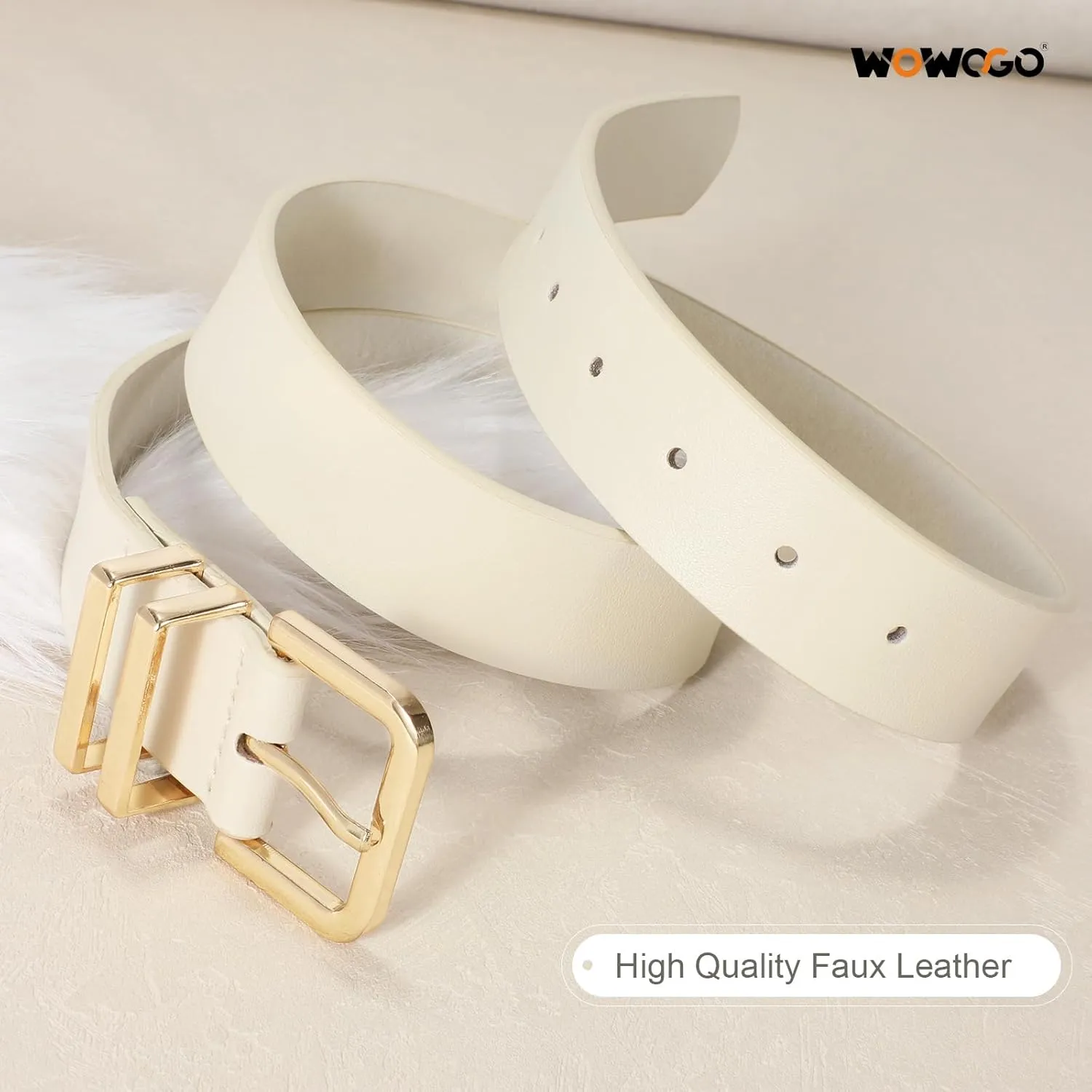 3 Pack Women Leather Belt for Jeans Dresses Pants Fashion Ladies Waist Belts with Gold Silver Buckle