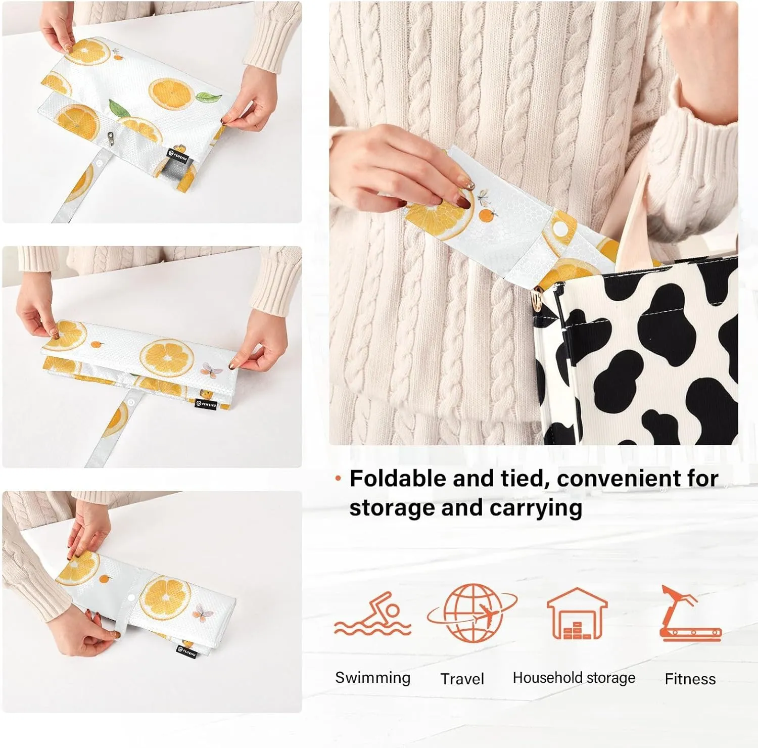3 Set Travel Packing Cubes For Suitcases, Cute Kumquat Fruit White, Stackable, Garment Bag Closet Storage, Luggage Space Saver, Organizadores De Maletas Para