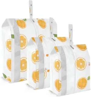3 Set Travel Packing Cubes For Suitcases, Cute Kumquat Fruit White, Stackable, Garment Bag Closet Storage, Luggage Space Saver, Organizadores De Maletas Para