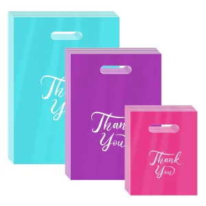 300 Pcs Thank You Bags for Business Small, 3 Sizes Plastic Shopping Bags for Small Business, Thank You Gift Bags Bulk with Handles for Retail Stores Packaging Wholesale Goodie Boutique Clothes Bags