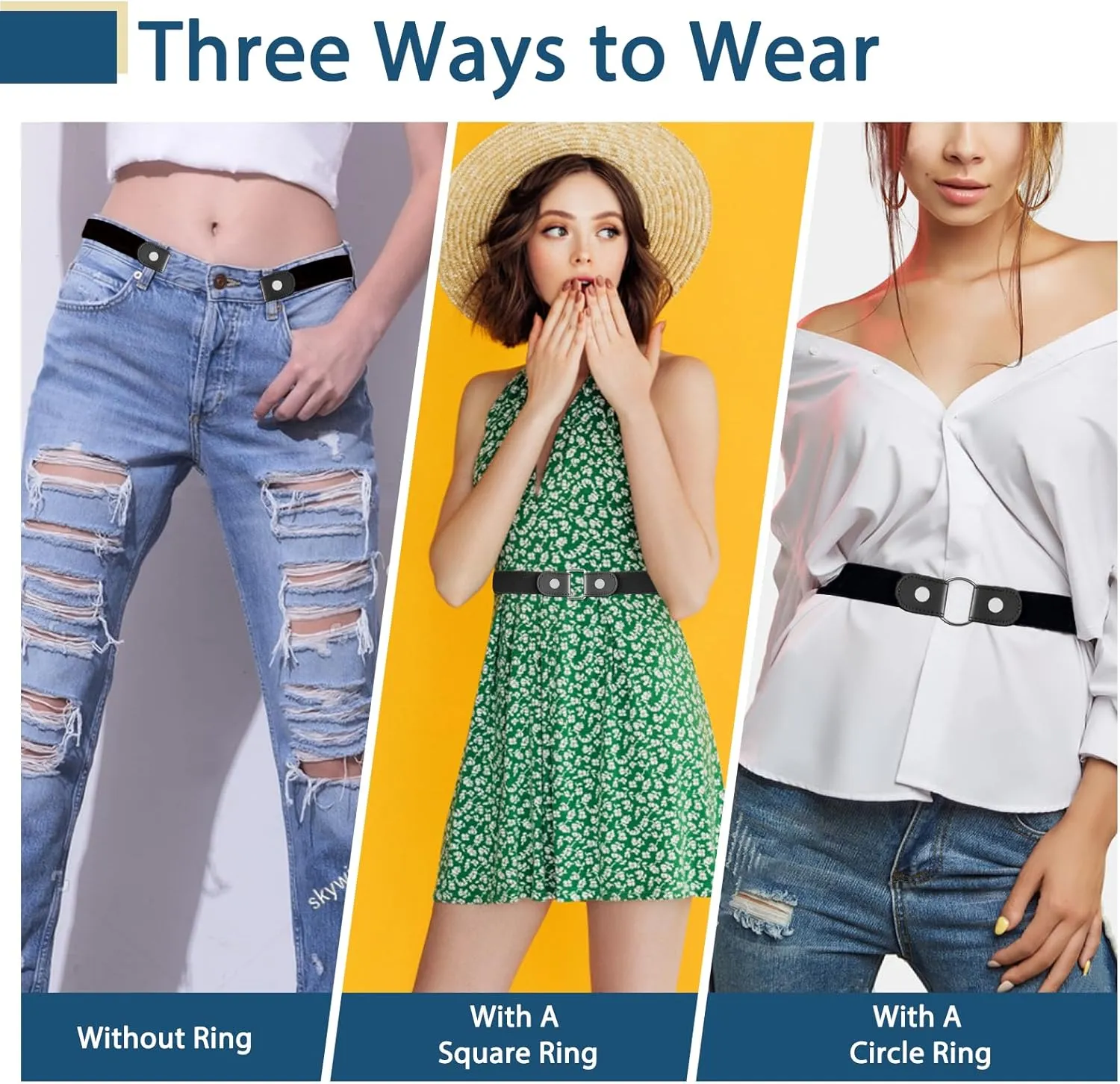 4 PcsNo Buckle Stretch Belt for Women and Men Elastic Waist Belt Invisible Belts for Jeans Pants