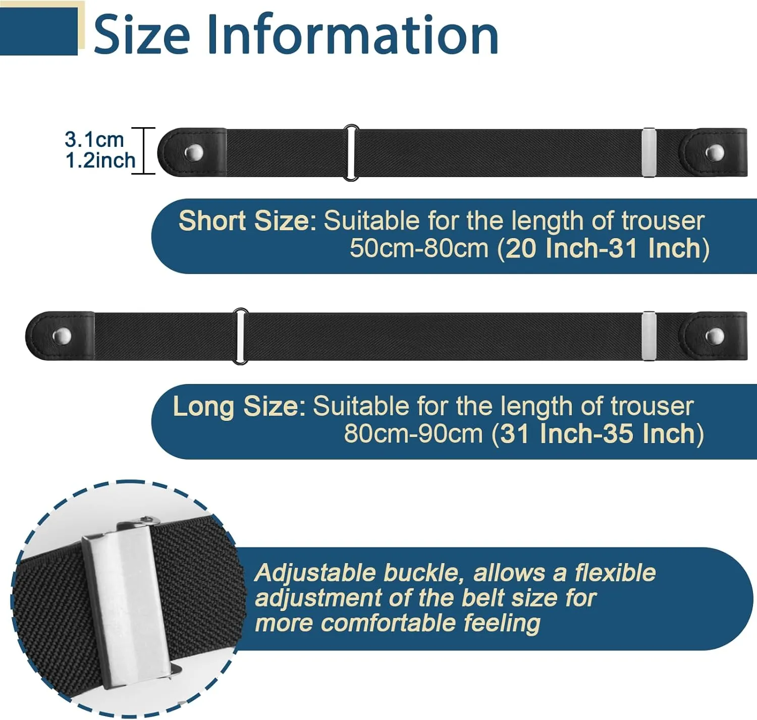 4 PcsNo Buckle Stretch Belt for Women and Men Elastic Waist Belt Invisible Belts for Jeans Pants