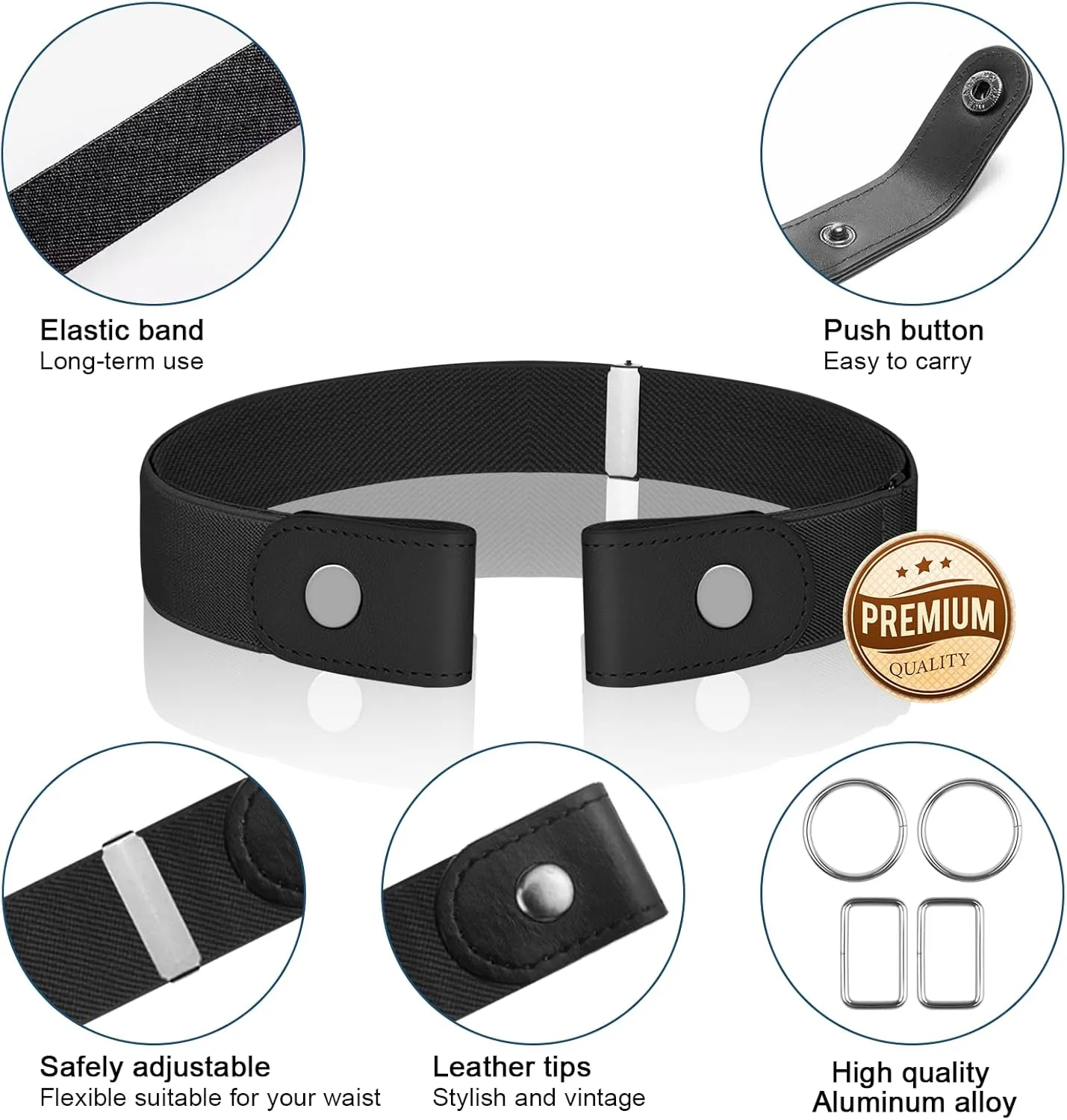 4 PcsNo Buckle Stretch Belt for Women and Men Elastic Waist Belt Invisible Belts for Jeans Pants