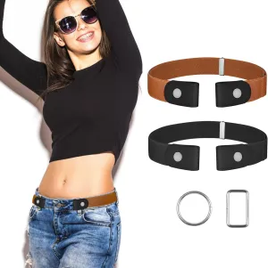 4 PcsNo Buckle Stretch Belt for Women and Men Elastic Waist Belt Invisible Belts for Jeans Pants