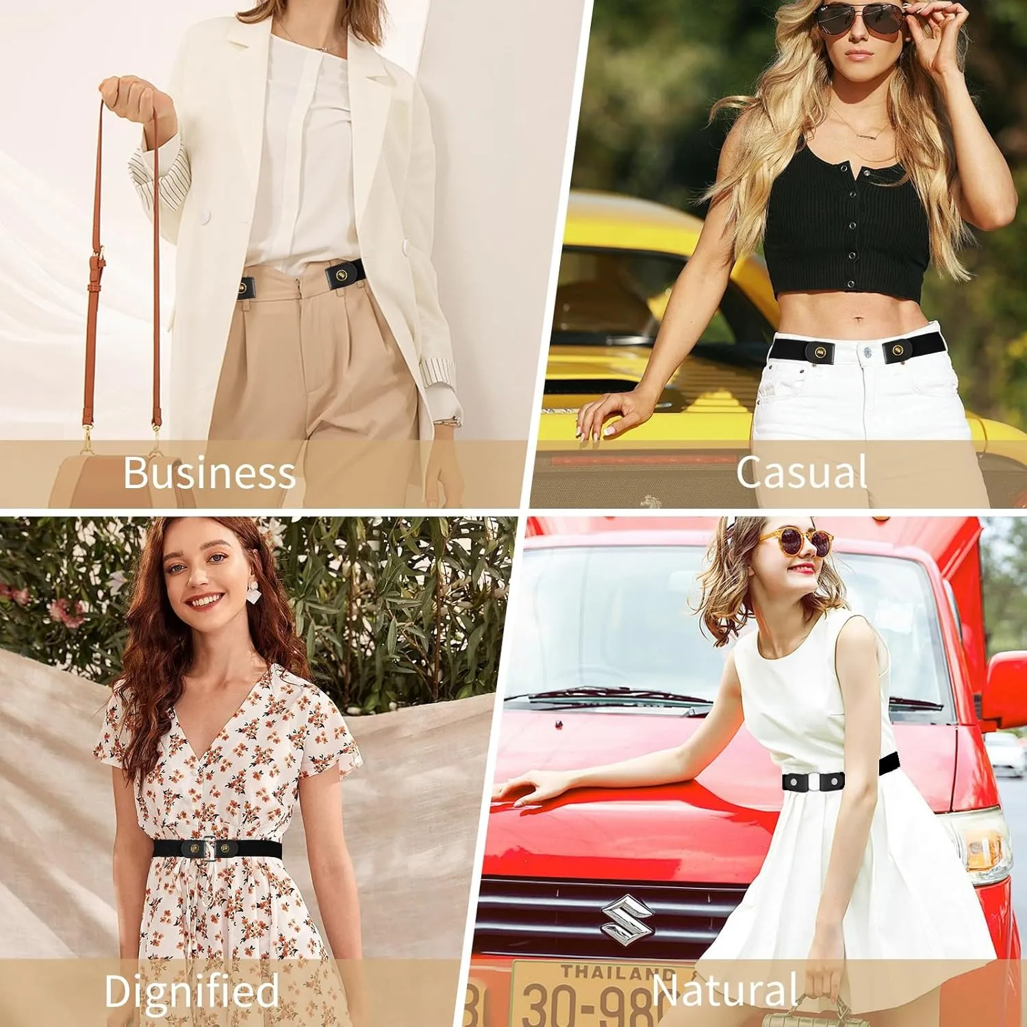 4 PcsNo Buckle Stretch Belt for Women and Men Elastic Waist Belt Invisible Belts for Jeans Pants