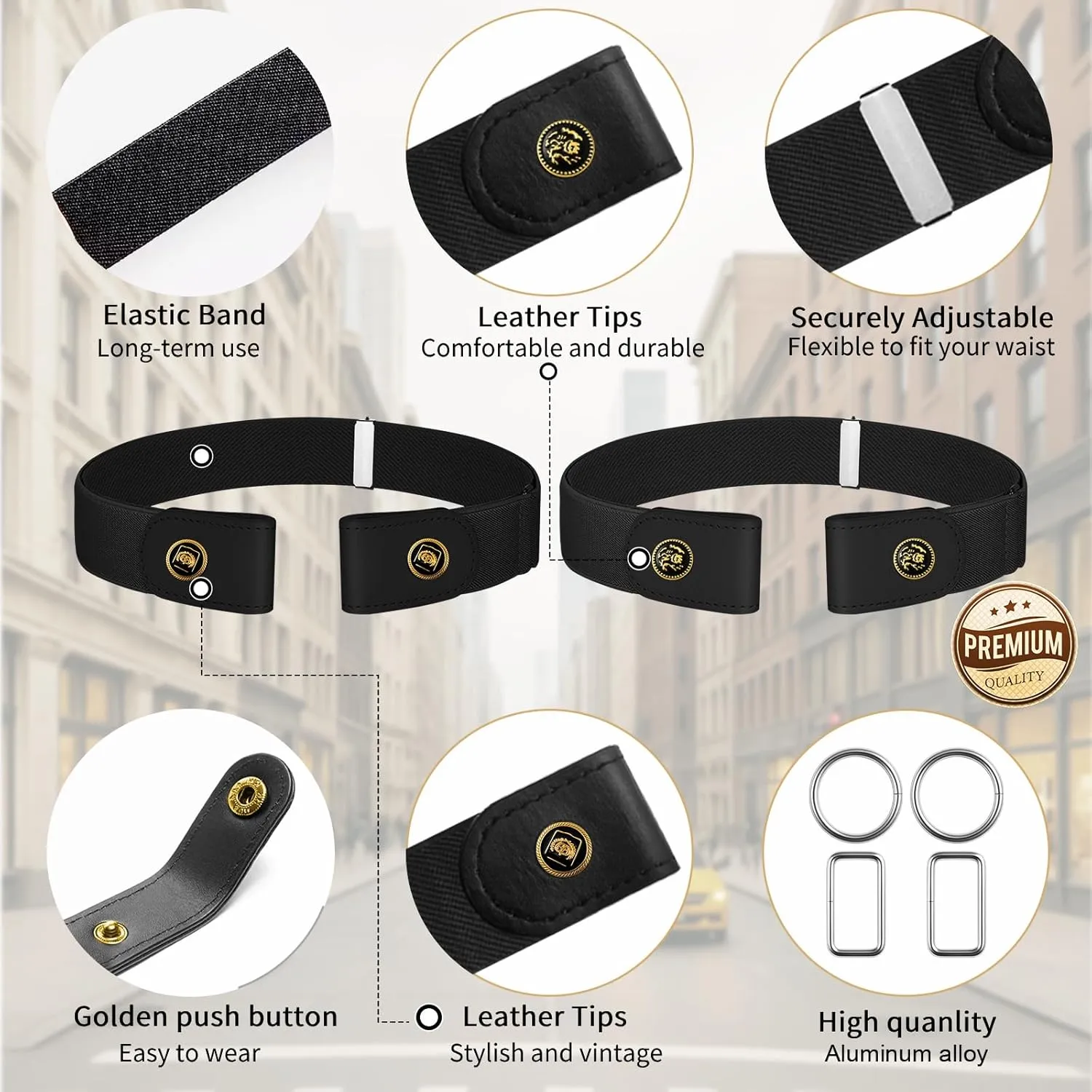 4 PcsNo Buckle Stretch Belt for Women and Men Elastic Waist Belt Invisible Belts for Jeans Pants