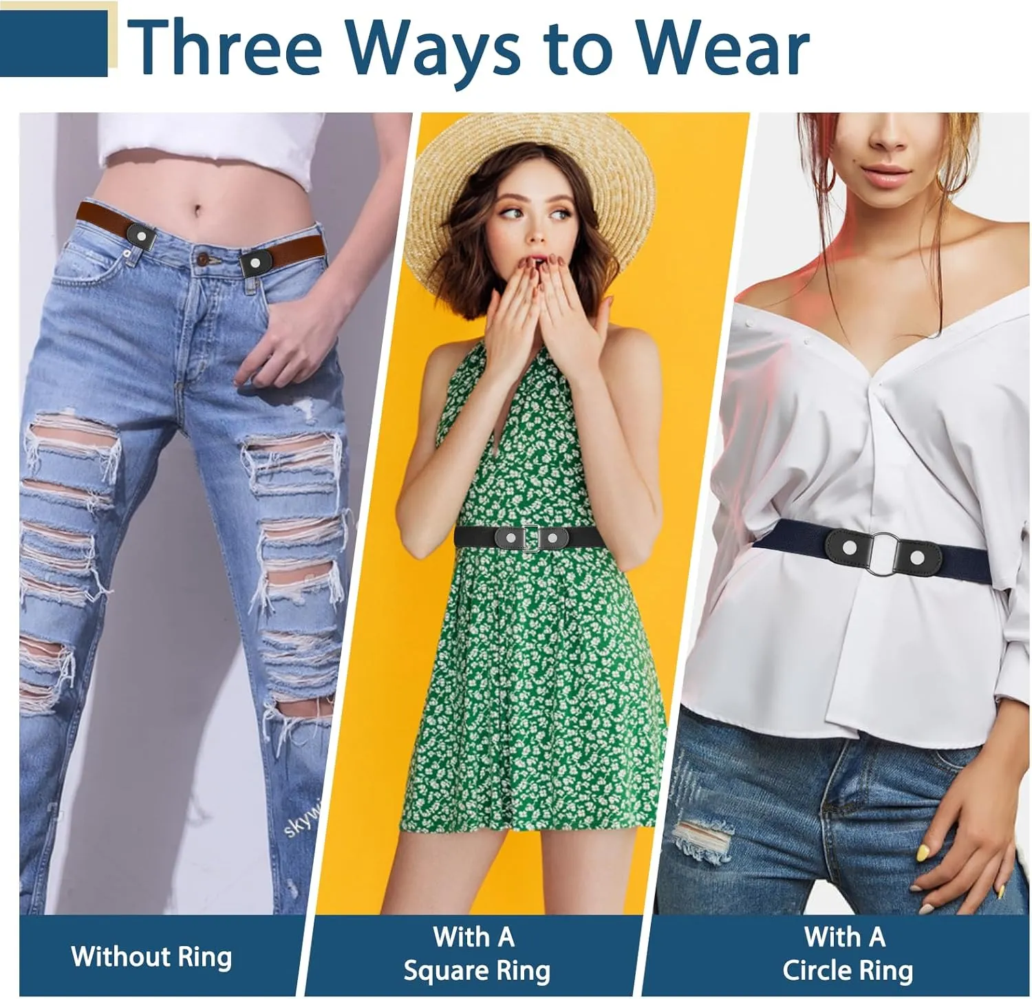 4 PcsNo Buckle Stretch Belt for Women and Men Elastic Waist Belt Invisible Belts for Jeans Pants