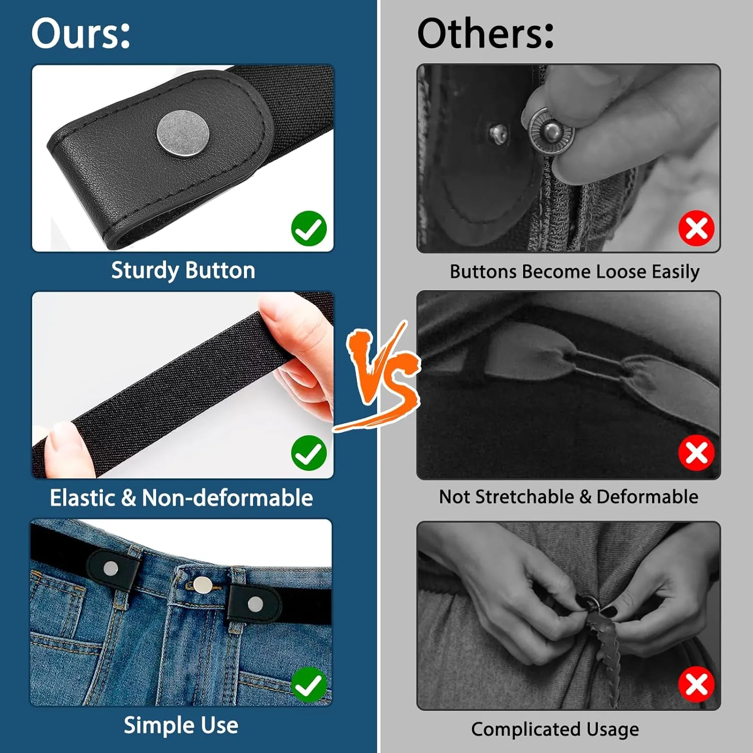4 PcsNo Buckle Stretch Belt for Women and Men Elastic Waist Belt Invisible Belts for Jeans Pants