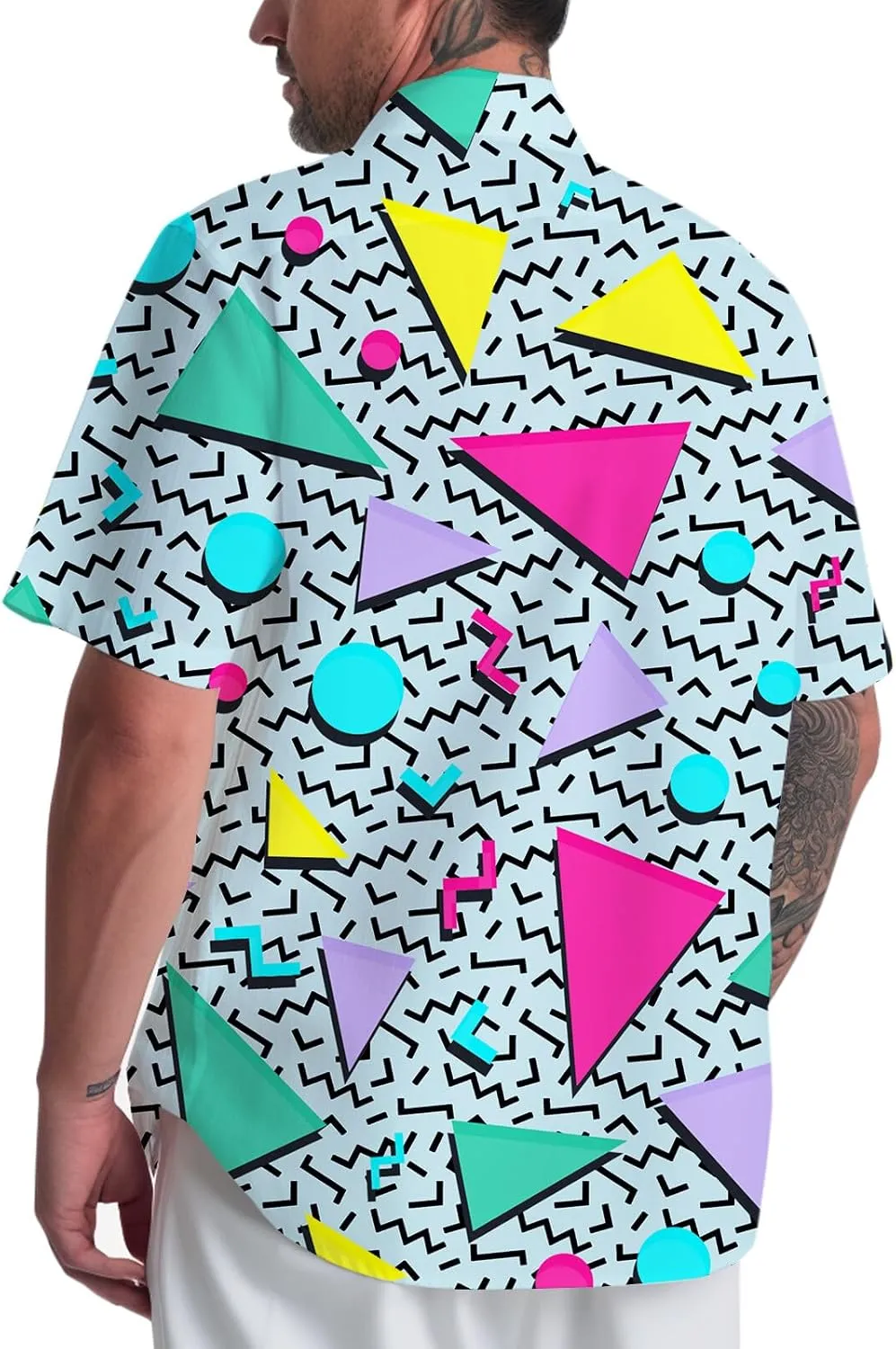 80s 90s Hawaiian Shirts for Men Vintage Button Down Short Sleeve Shirt, 80s Outfit Party Disco Beach Shirts