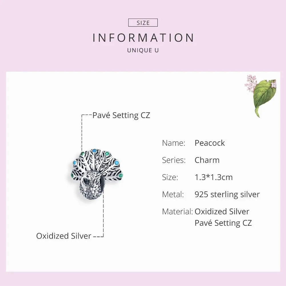 925 Sterling Silver Peacock Beaded Diy Bracelet