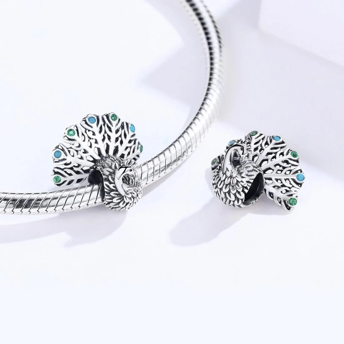 925 Sterling Silver Peacock Beaded Diy Bracelet