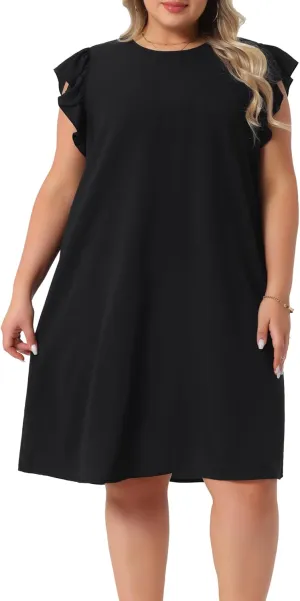 Agnes Orinda Plus Size Summer Dresses for Women Flare Sleeve Beach Casual Sleeveless Tank Loose Sundress