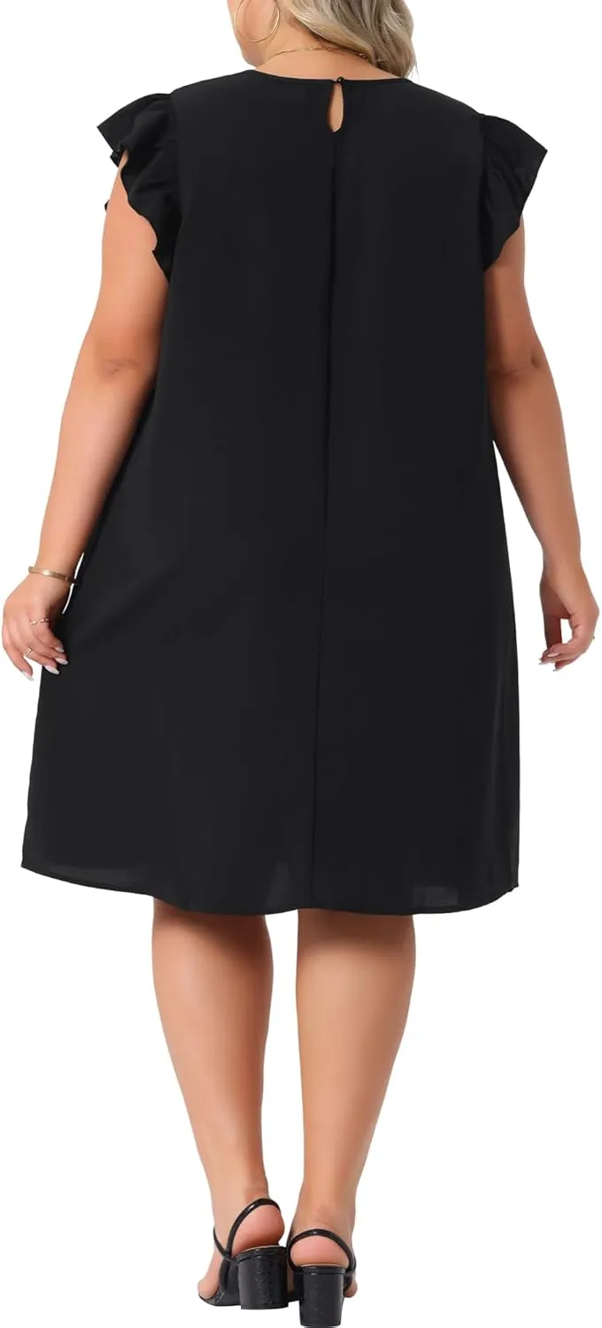 Agnes Orinda Plus Size Summer Dresses for Women Flare Sleeve Beach Casual Sleeveless Tank Loose Sundress