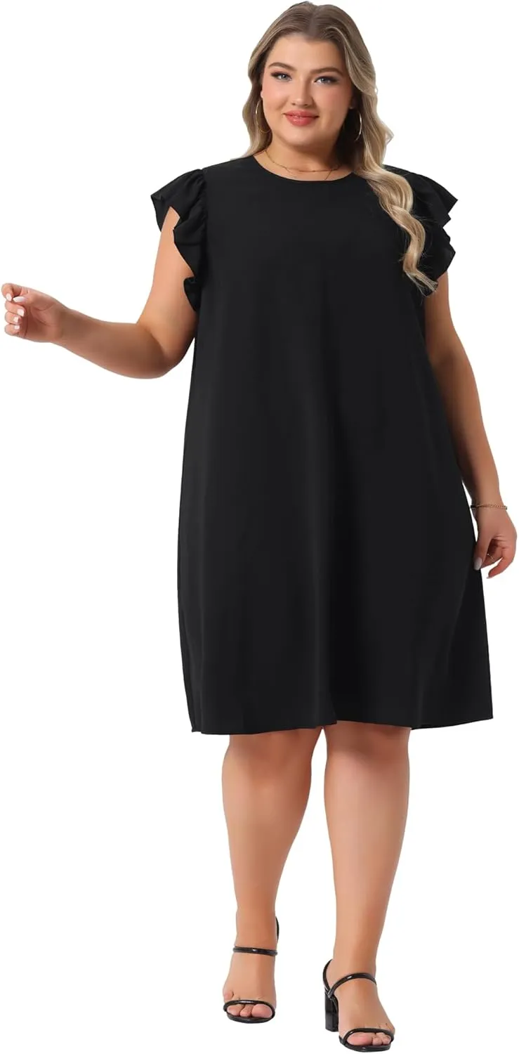 Agnes Orinda Plus Size Summer Dresses for Women Flare Sleeve Beach Casual Sleeveless Tank Loose Sundress
