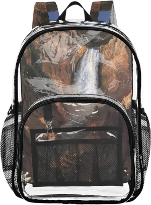 Albert Bierstadt Yellowstone Falls Women Clear Backpack Cute Kids Backpack Boys Girls Large Plastic Approved Bag