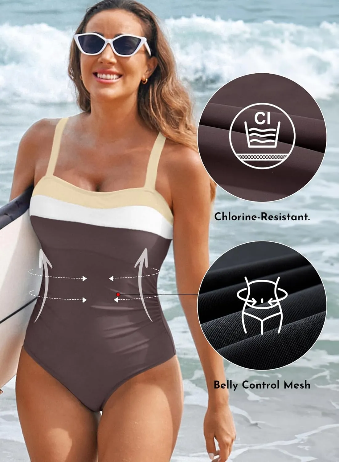 Aleumdr One Piece Swimsuit Women Athletic Bathing Suits Color Block Womens Swimsuits Swimwear