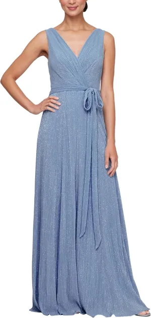 Alex Evenings Women's Sleeveless V-Neck Long A-line, Elegant Formal Gown, Wedding Guest, Party Dress