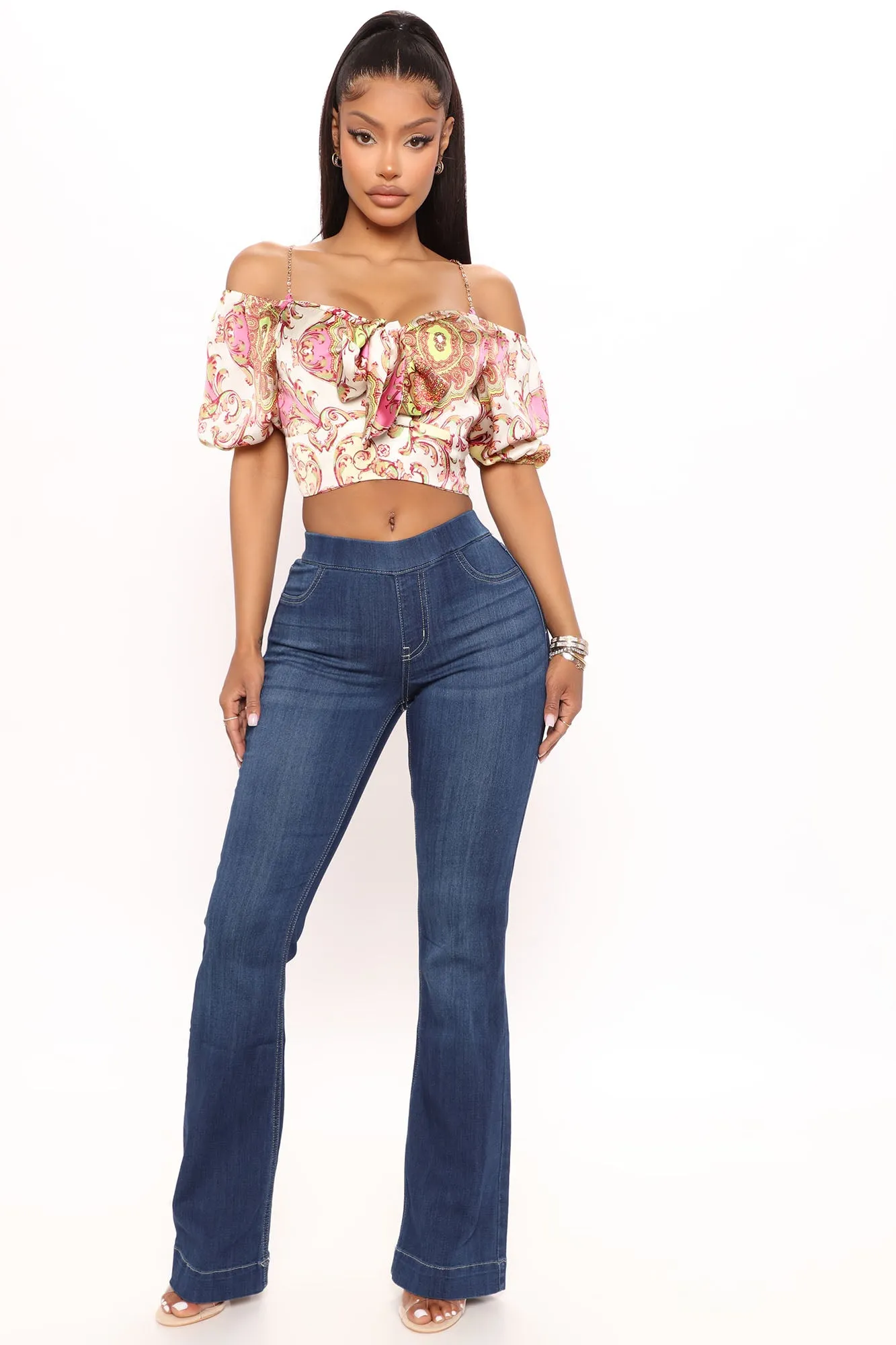 All Bets Satin Top - White/combo