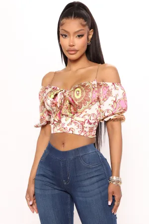 All Bets Satin Top - White/combo