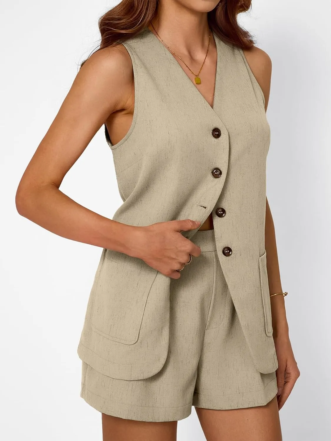 AUTOMET Summer Sets for Women Two Piece Vacation Outfits Short Set Button Down Business Casual Dressy 2 Piece Clothes 2025
