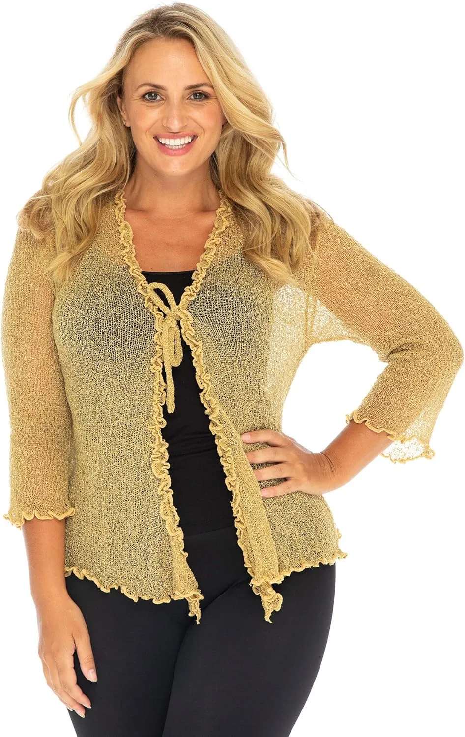 Back From Bali Womens Plus Size Sheer Ruffle Shrug Lightweight Bolero Cardigan Arm Cover 2X 3X 4X