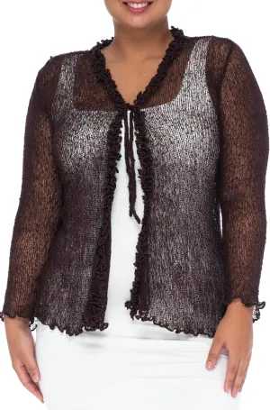 Back From Bali Womens Plus Size Sheer Ruffle Shrug Lightweight Bolero Cardigan Arm Cover 2X 3X 4X