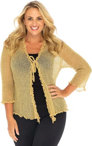 Back From Bali Womens Plus Size Sheer Ruffle Shrug Lightweight Bolero Cardigan Arm Cover 2X 3X 4X