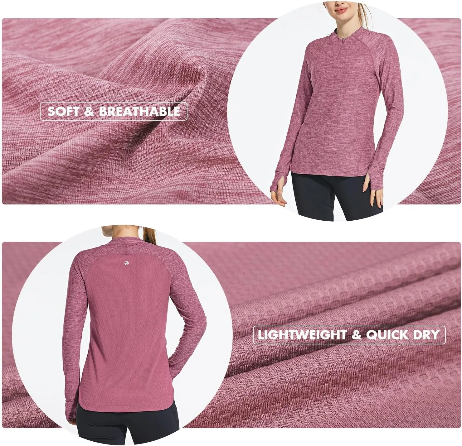 baleaf Women's Long Sleeve Running Shirts Quick Dry Lightweight Pullover Workout Tops Athletic T-Shirts Moisture Wicking