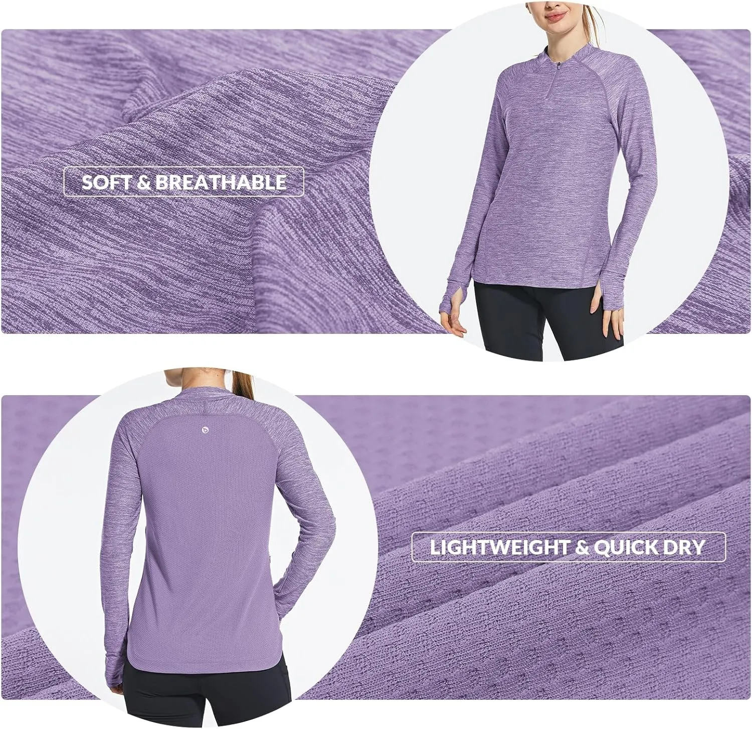 baleaf Women's Long Sleeve Running Shirts Quick Dry Lightweight Pullover Workout Tops Athletic T-Shirts Moisture Wicking