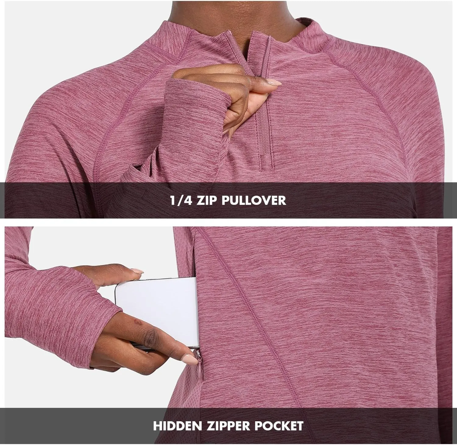 baleaf Women's Long Sleeve Running Shirts Quick Dry Lightweight Pullover Workout Tops Athletic T-Shirts Moisture Wicking