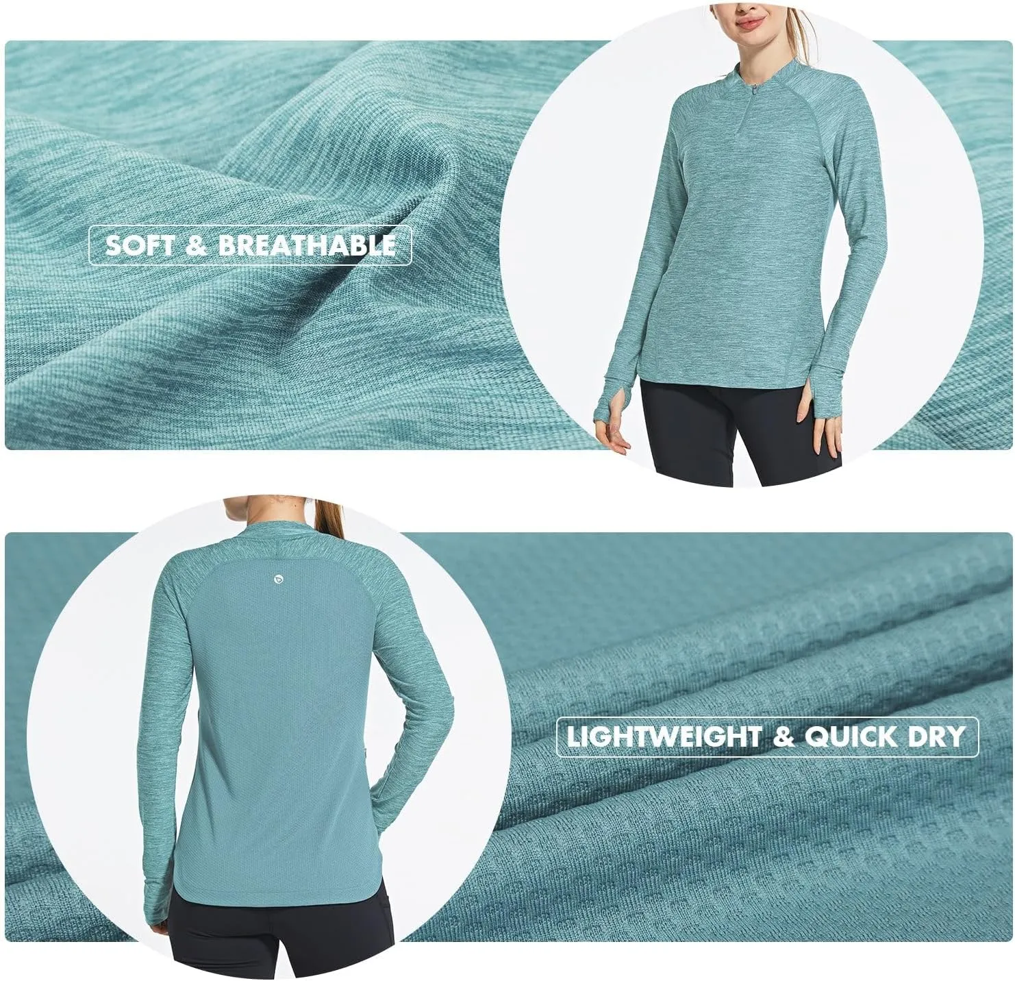 baleaf Women's Long Sleeve Running Shirts Quick Dry Lightweight Pullover Workout Tops Athletic T-Shirts Moisture Wicking