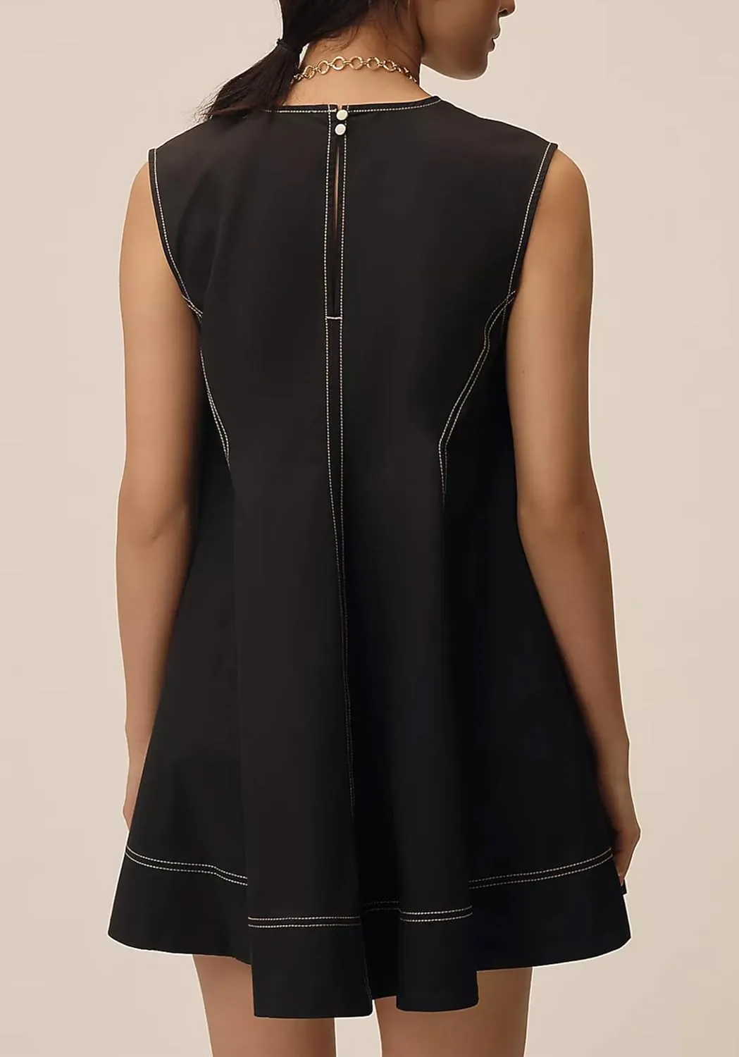 Bankeng Womens Summer Sleeveless V Neck Mini Dress A Line Short Sundress Beach Mini Dress with Pockets