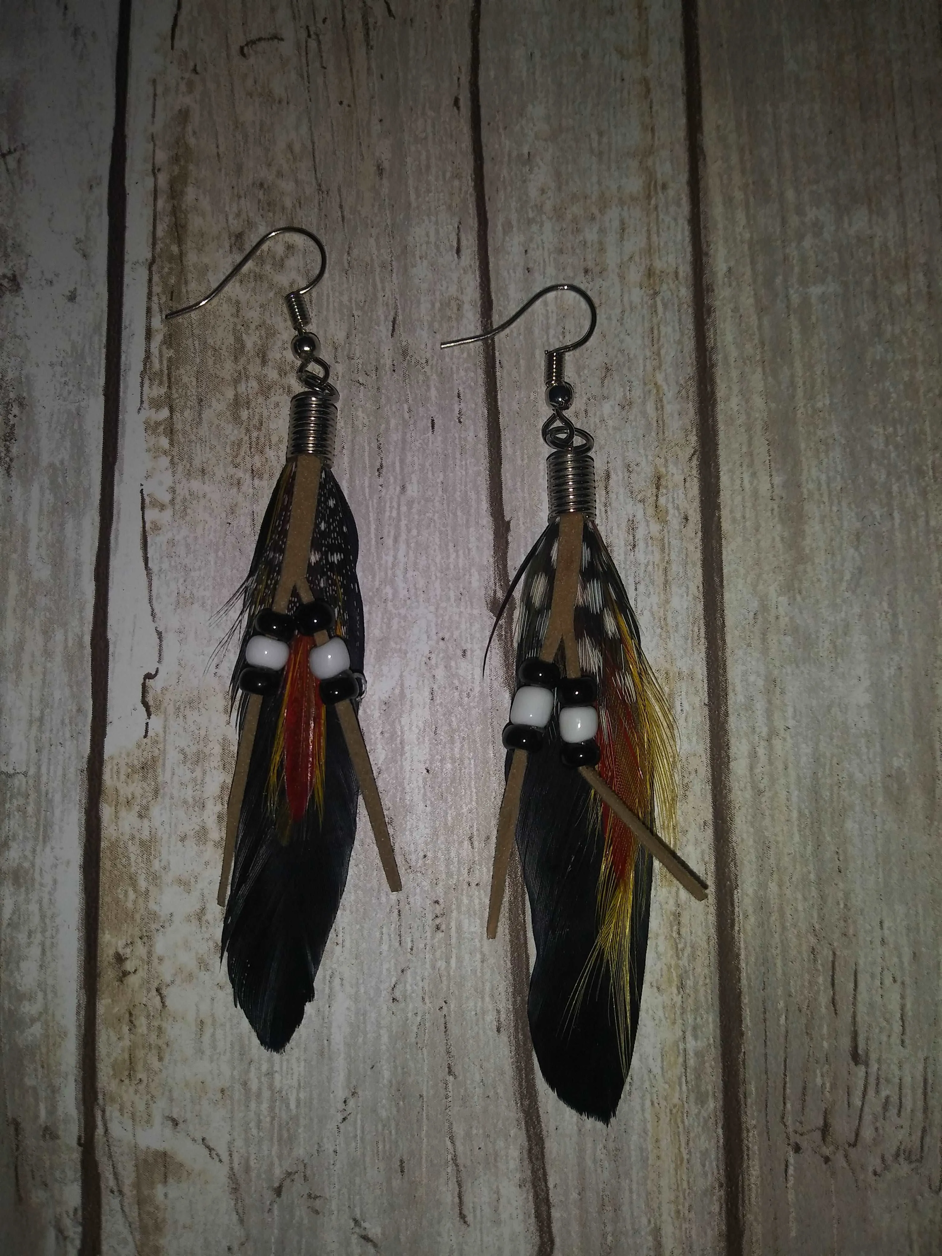 Beaded Feather Earrings
