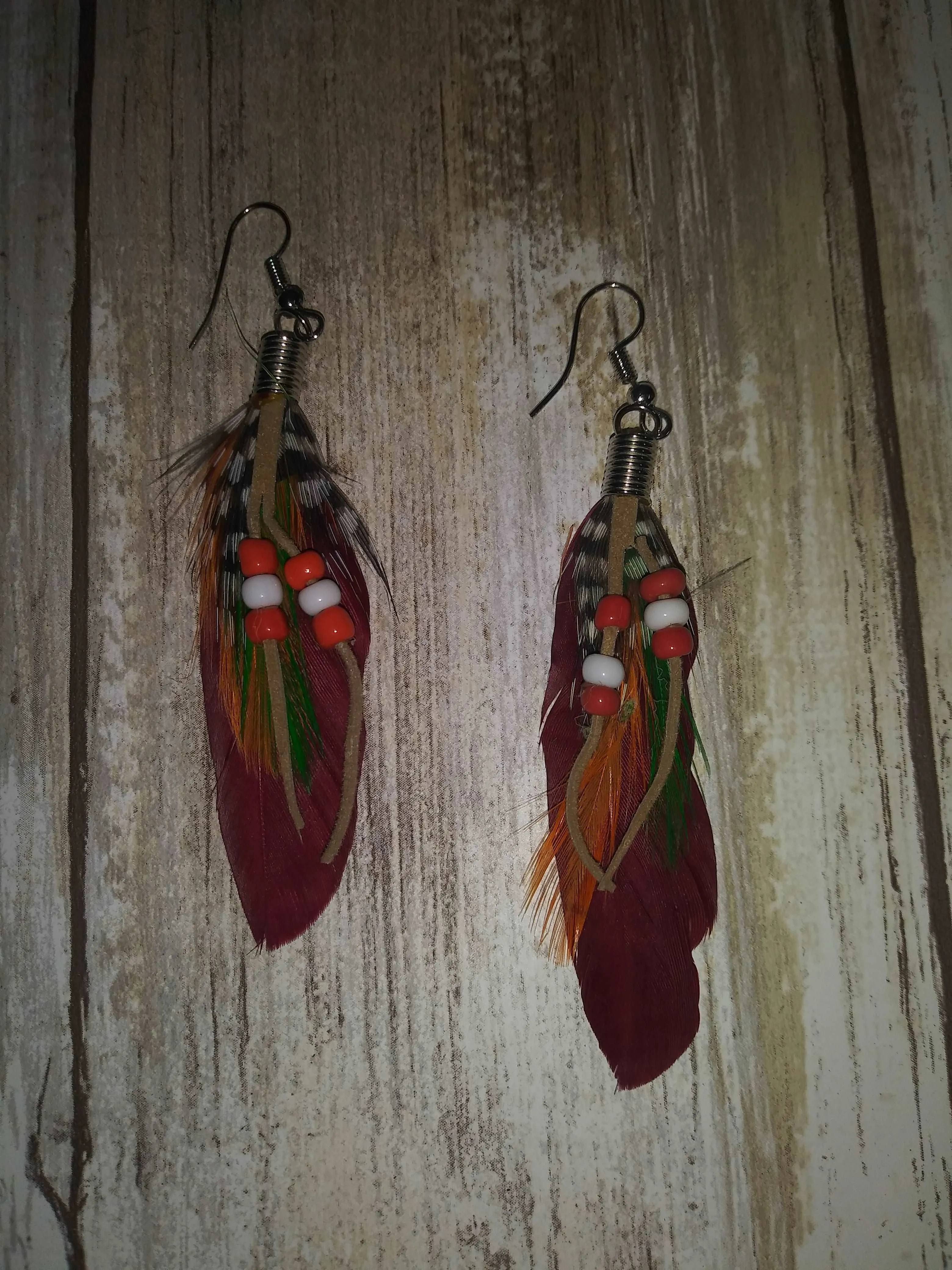 Beaded Feather Earrings