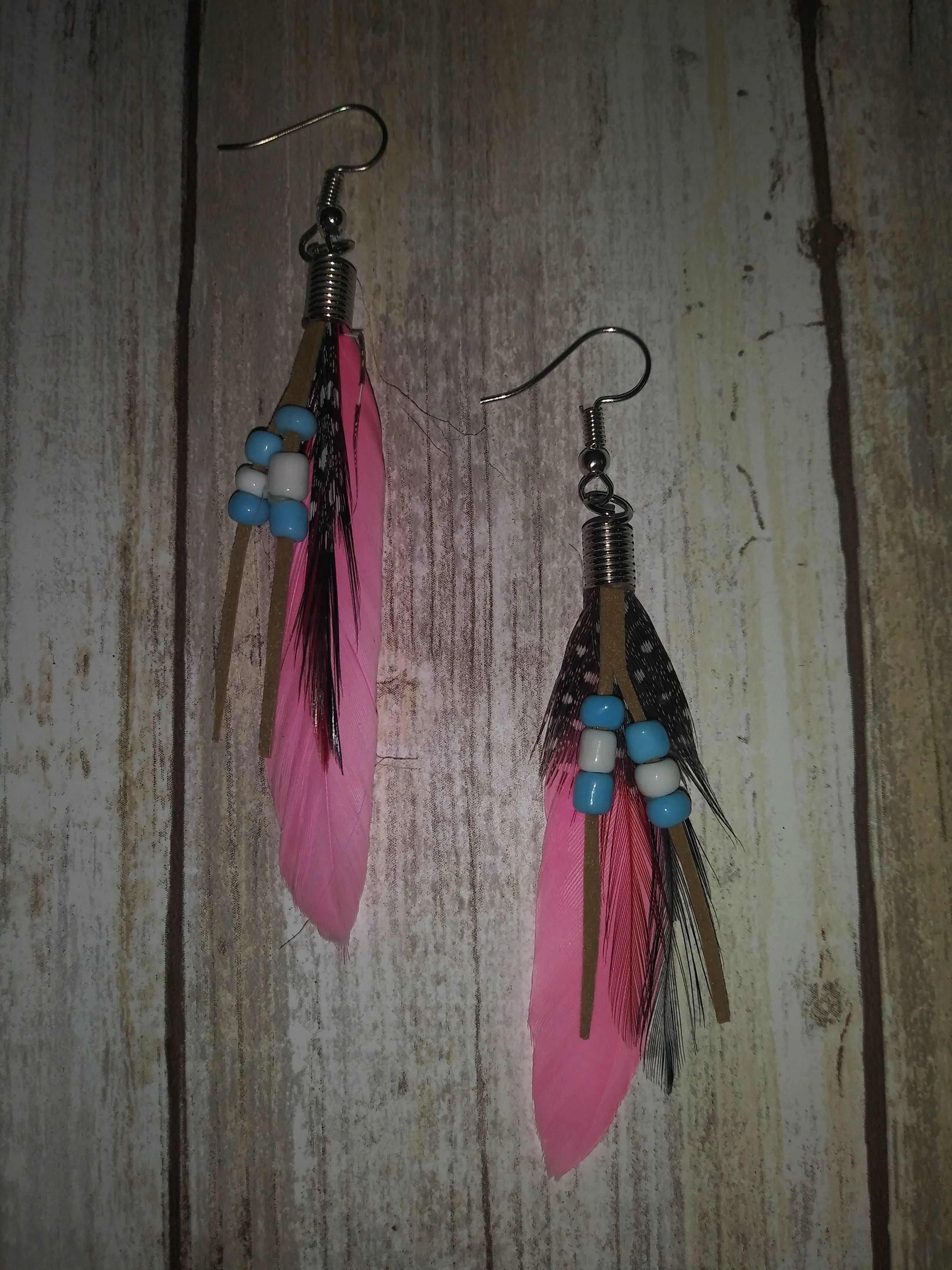 Beaded Feather Earrings